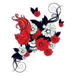 red black and white bird and flowers lovely vector photo sculptures
