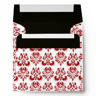 RED BLACK AND WHITE DAMASK envelope
