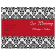Red, Black, and White Damask Wedding Program flyer