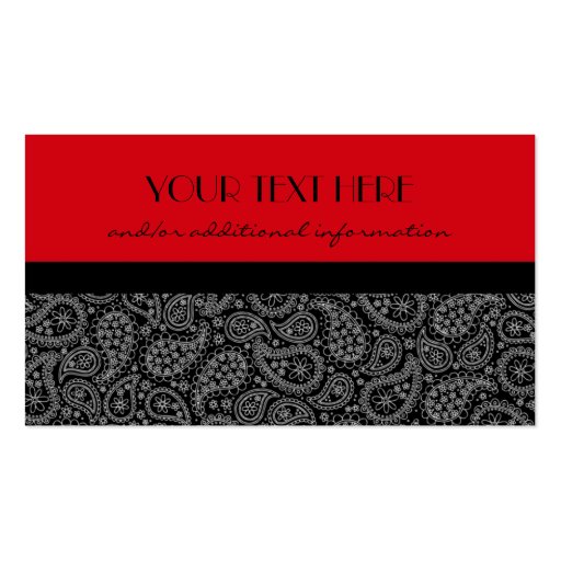 Red, Black and White Paisley Business Cards