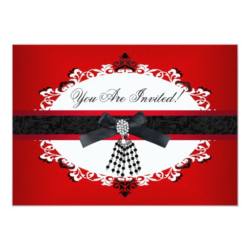 Red Black And White Party All Occasions Elegant 5x7 Paper Invitation Card | Zazzle