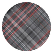 Red, black and white plaid party plate