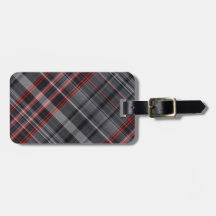 Red, black and white plaid tags for luggage
