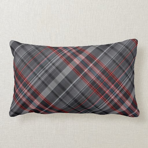 Red, black and white plaid throw pillows Zazzle