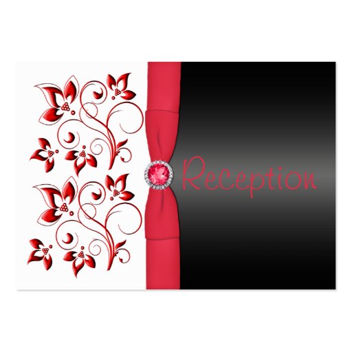 Red, Black, and White Reception Enclosure Card Business Card Templates (front side)