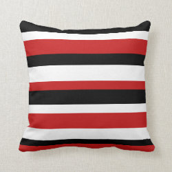Red, Black, and White Striped Pillow
