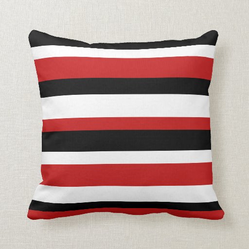 Red, Black, and White Striped Pillow Zazzle