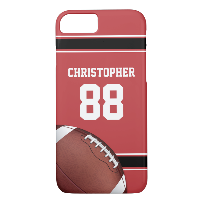 Red Black and White Stripes Football Jersey iPhone 7 Case