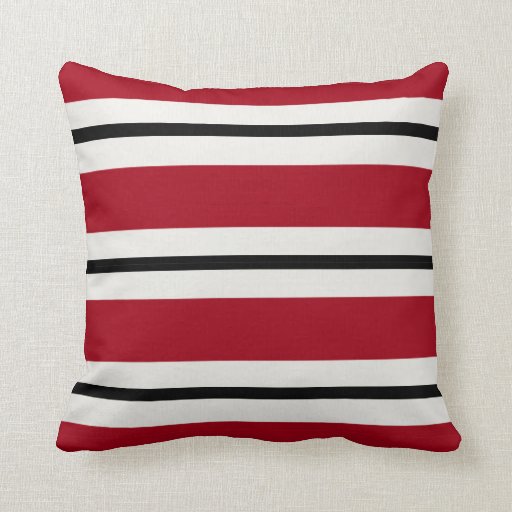 Red, Black and White Stylish Holiday Stripes Throw Pillow Zazzle