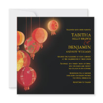 Red & Black Asian Theme Modern Formal Wedding Custom Invite