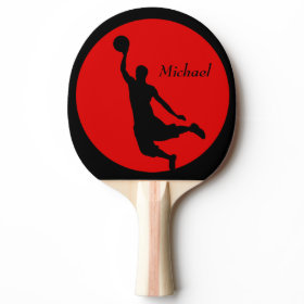Red Black Basketball Slam Dunk Personalized Ping-Pong Paddle