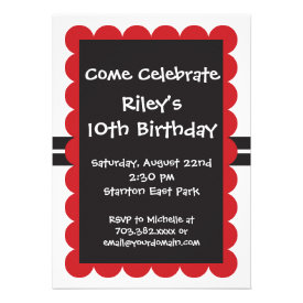 Red Black Birthday Party Invitations Templates Boy