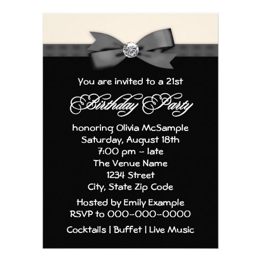 Red Black Bow Tie Womans 21st Birthday Party Personalized Invite