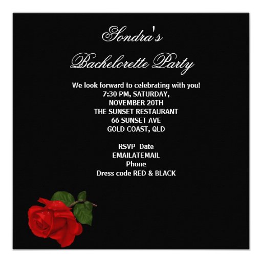 Red Black Corset Bachelorette Party Shoes Personalized Invitation