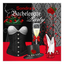 Red Black Corset Bachelorette Party Shoes Personalized Announcements
