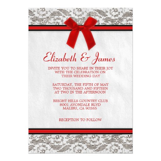 Red & Black Country Lace Wedding Invitations