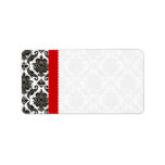 Red & Black Damask #1 Dots Shipping Address Label