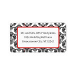 Red & Black Damask #4 Dots Shipping Custom Address Label