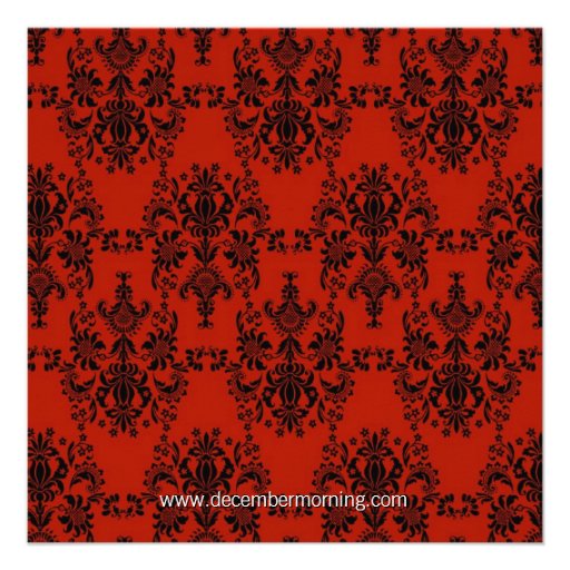 Red Black Damask Baby Boy Shower Custom Announcements