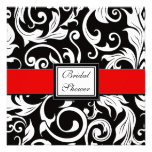 Red & Black Damask Bridal Shower Invitations