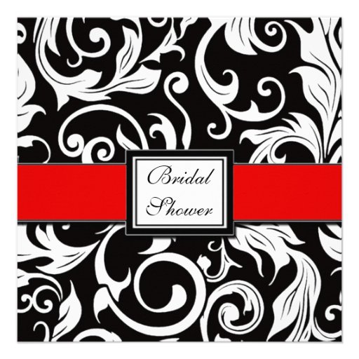 Red & Black Damask Bridal Shower Invitations