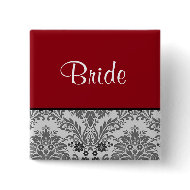 Red & black damask design button