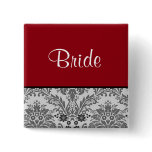 Red & black damask design buttons
