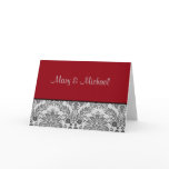 Red & black damask design greeting card
