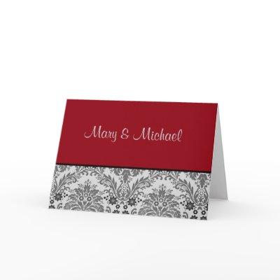 Red & black damask design greeting card