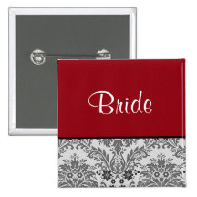 Red & black damask design pin