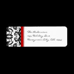Red & Black Damask Dots Address Labels