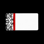Red & Black Damask Dots Address Labels