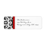 Red & Black Damask Dots Address Labels