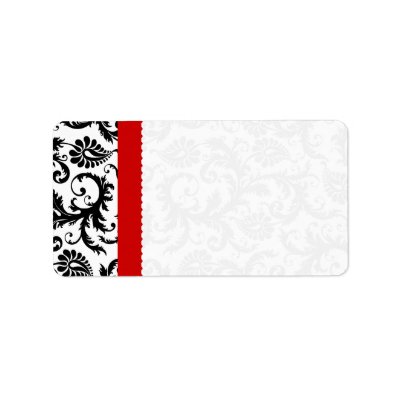 Red & Black Damask Dots Shipping Custom Address Labels