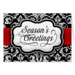 Red/Black Damask Holiday Greeting Card