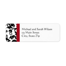 Red & Black Damask Return Address Labels