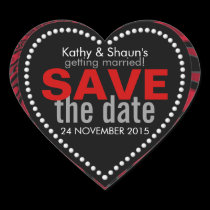 Red Black Diva Tribal Save the Date Heart Sticker stickers