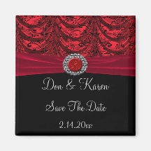 Red & Black Draped Baroque Date Refrigerator Magnet