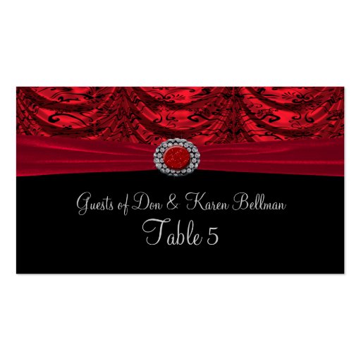 Red & Black Draped Baroque Table Business Card Template (front side)