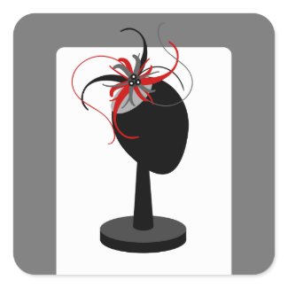 Red & Black Fascinator on Hat Stand sticker