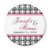 Red black filigree fancy wedding save the date refrigerator magnet