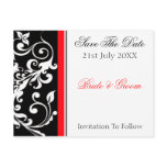 Red Black Floral Save The Date