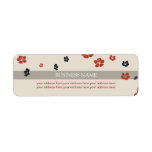 Red Black Flowers Elegant on Beige Return Address Labels