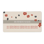 Red Black Flowers Elegant on Beige Personalized Shipping Labels