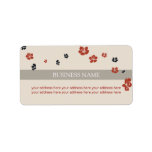 Red Black Flowers Elegant on Beige Personalized Address Labels