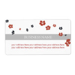 Red Black Flowers Elegant on White Personalized Shipping Labels