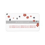 Red Black Flowers Elegant on White Custom Address Labels