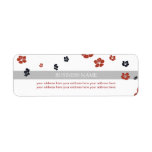 Red Black Flowers Elegant on White Return Address Label