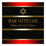 Red Black Gold Bar Mitzvah Invitations