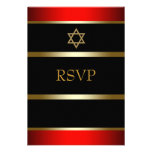 Red Black Gold Bar Mitzvah RSVP Personalized Invites